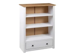 Librería de madera maciza pino estilo Panamá blanco 80x35x110 cm