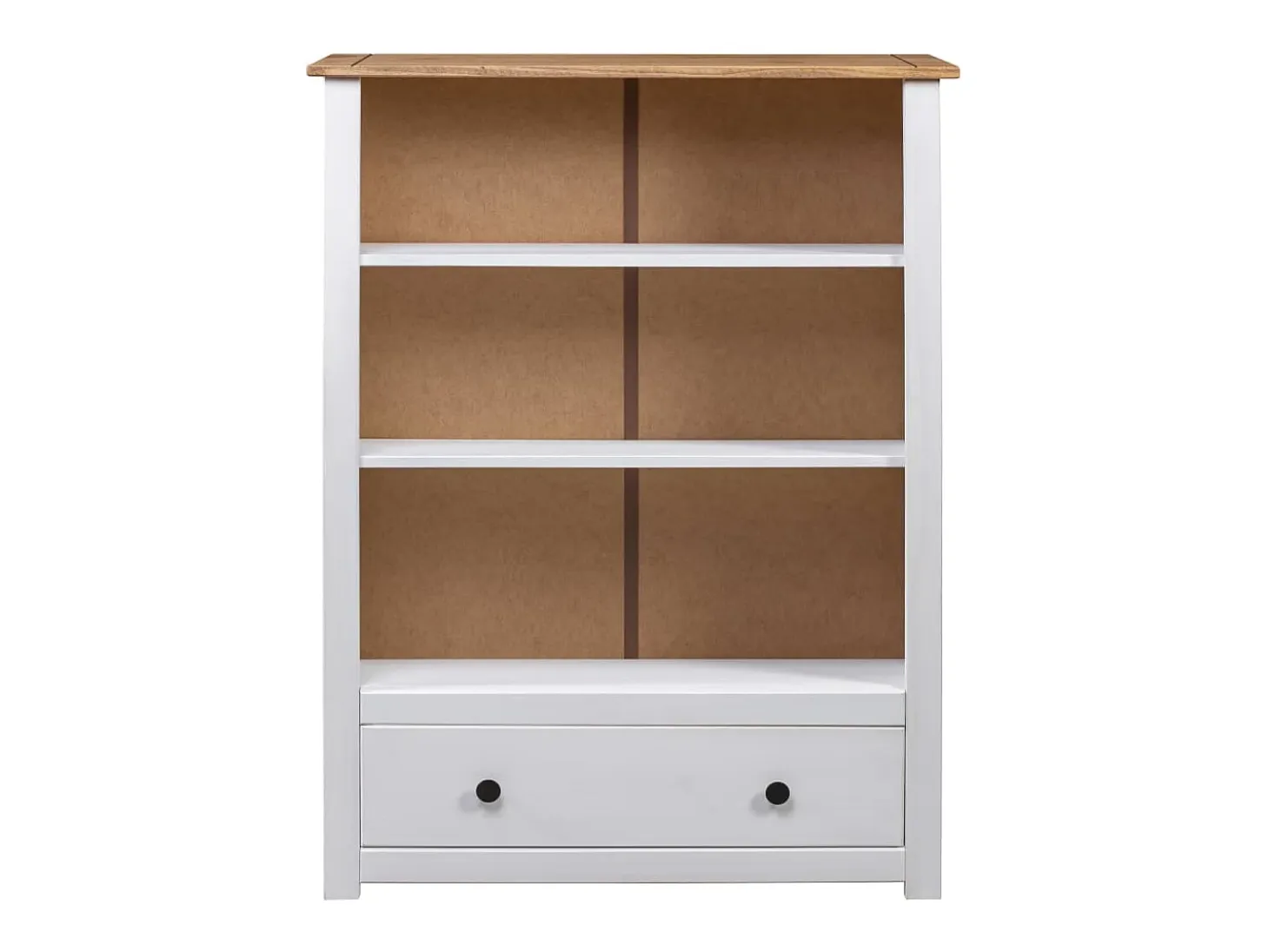 Librería de madera maciza pino estilo Panamá blanco 80x35x110 cm
