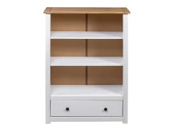 Librería de madera maciza pino estilo Panamá blanco 80x35x110 cm