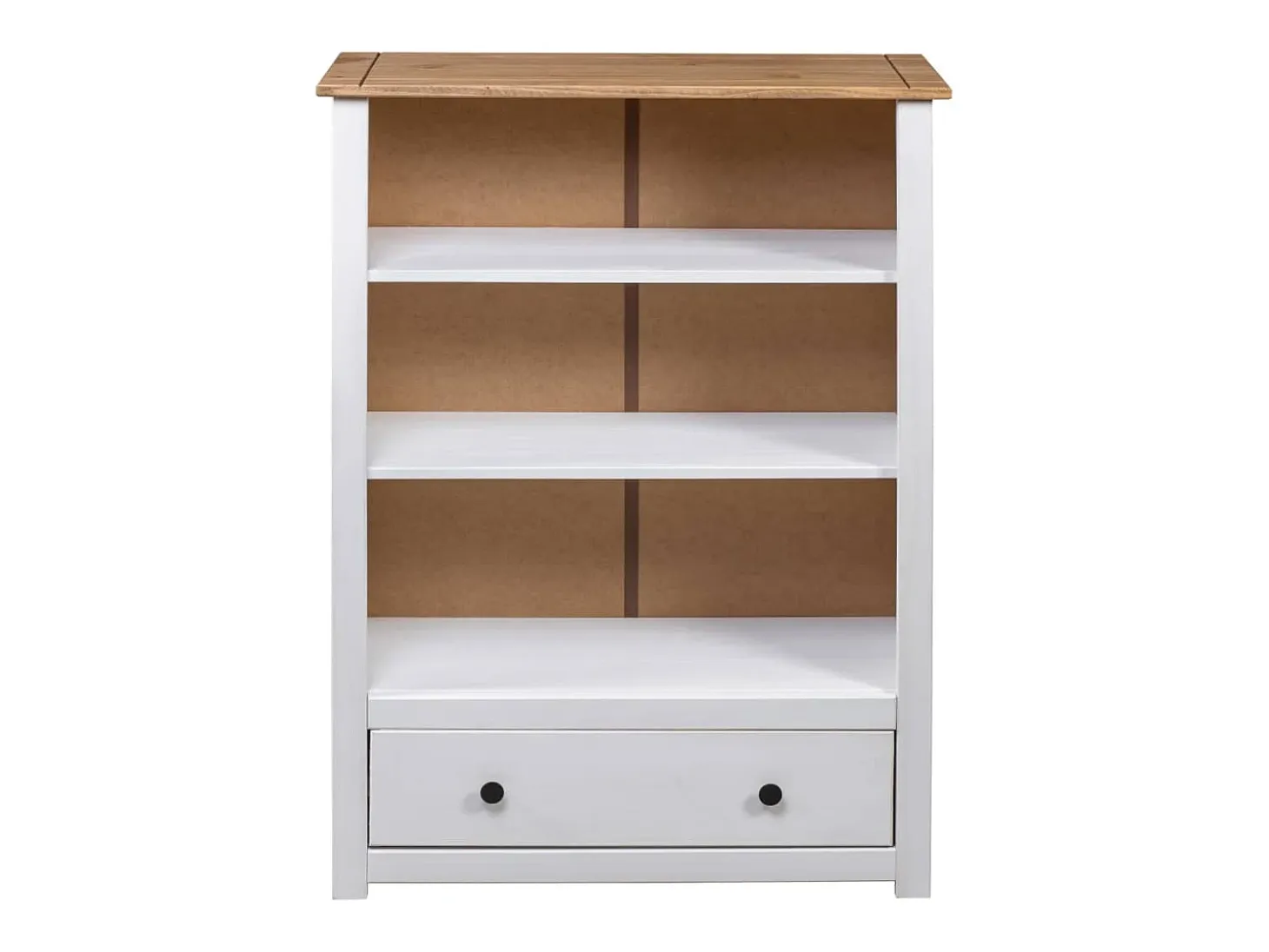 Librería de madera maciza pino estilo Panamá blanco 80x35x110 cm