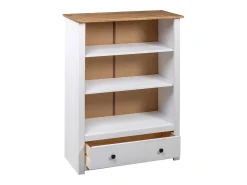 Librería de madera maciza pino estilo Panamá blanco 80x35x110 cm