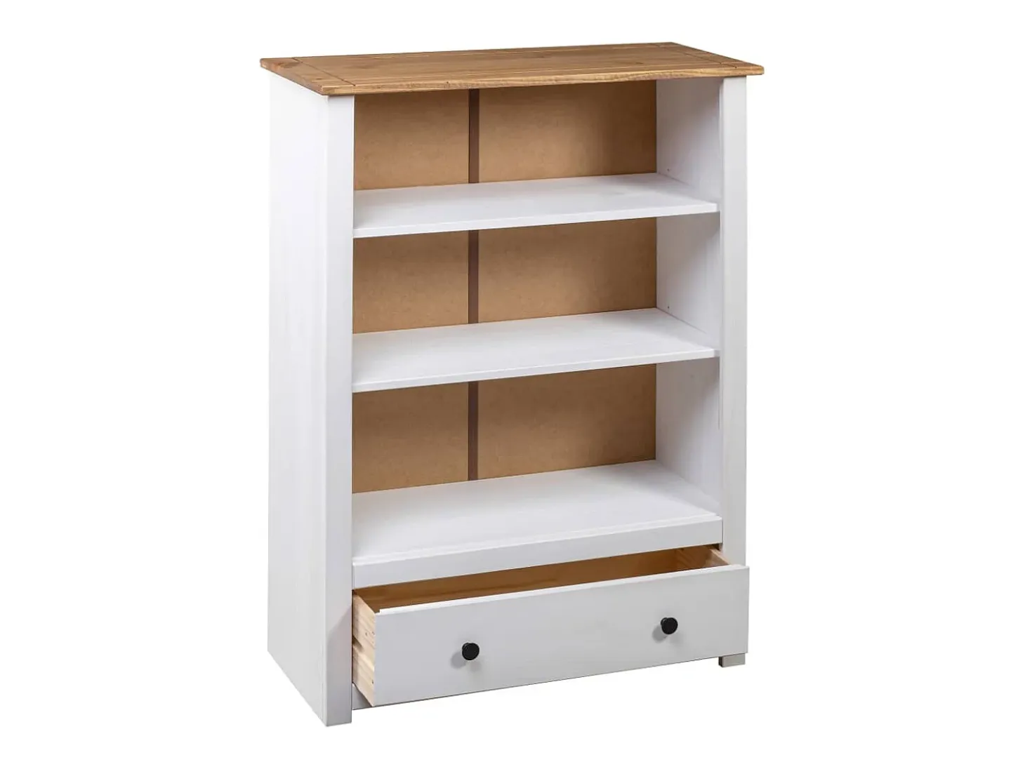 Librería de madera maciza pino estilo Panamá blanco 80x35x110 cm