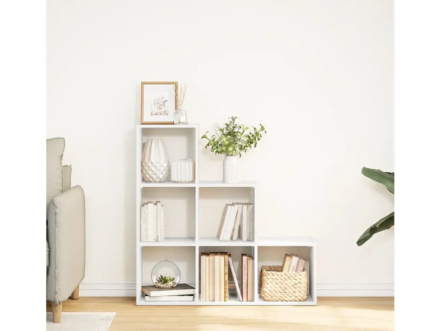Librería divisor 3 niveles madera ingeniería blanco 99x29x99 cm