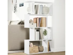 Librería divisor 4 niveles madera ingeniería blanco 70x24x129cm
