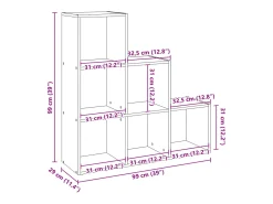 Librería divisor 3 niveles madera roble artisan 99x29x99 cm
