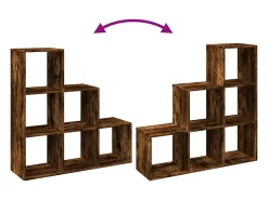 Librería divisor 3 niveles madera roble ahumado 99x29x99 cm