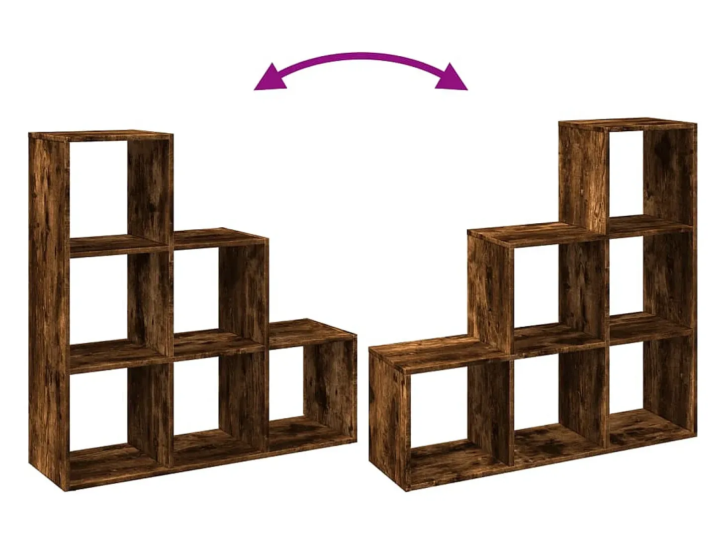 Librería divisor 3 niveles madera roble ahumado 99x29x99 cm