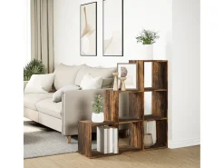 Librería divisor 3 niveles madera roble ahumado 99x29x99 cm