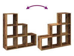 Librería divisor 3 niveles madera envejecida 99x29x99 cm