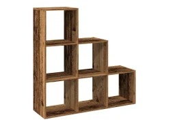 Librería divisor 3 niveles madera envejecida 99x29x99 cm