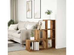 Librería divisor 3 niveles madera envejecida 99x29x99 cm
