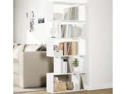 Librería divisor 5 niveles madera ingeniería blanco 70x24x161cm
