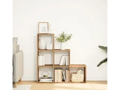 Librería divisor 3 niveles madera roble artisan 99x29x99 cm