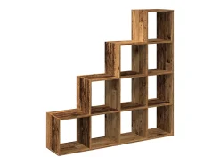 Librería divisora 4 niveles madera envejecida 131,5x29x131,5 cm