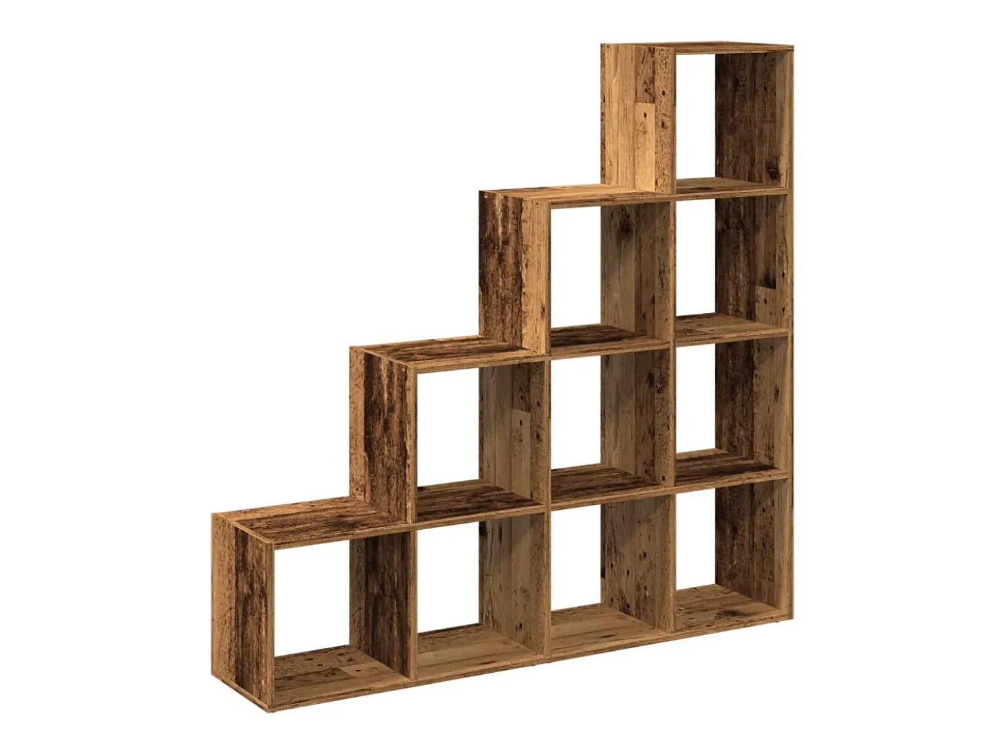 Librería divisora 4 niveles madera envejecida 131,5x29x131,5 cm
