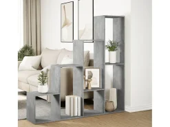 Librería divisora 4 niveles madera gris 143,5x29x143,5 cm