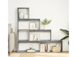 Librería divisora 4 niveles madera gris 143,5x29x143,5 cm