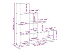 Librería divisora 4 niveles roble artisan 131,5x29x131,5 cm
