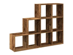 Librería divisora 3 niveles madera envejecida 137,5x29x103,5 cm
