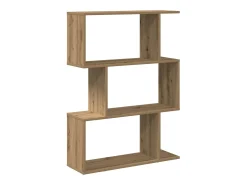 Librería divisora 3 niveles madera roble artisan 70x24x97 cm