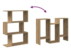 Librería divisora 3 niveles madera roble artisan 70x24x97 cm