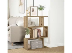 Librería divisora 3 niveles madera roble artisan 70x24x97 cm
