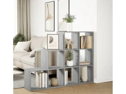Librería divisora 3 niveles madera gris Sonoma 137,5x29x103,5cm