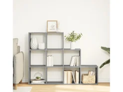 Librería divisora 3 niveles madera gris Sonoma 137,5x29x103,5cm