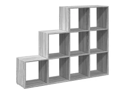 Librería divisora 3 niveles madera gris Sonoma 137,5x29x103,5cm