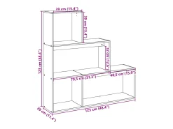Librería divisora 3 niveles madera marrón roble 123x29x123 cm