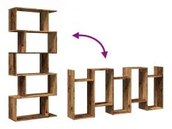 Librería divisora 5 niveles madera envejecida 70x24x161 cm