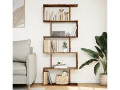 Librería divisora 5 niveles madera envejecida 70x24x161 cm