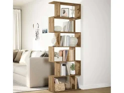 Librería divisora 6 niveles madera roble artisan 70x24x193 cm