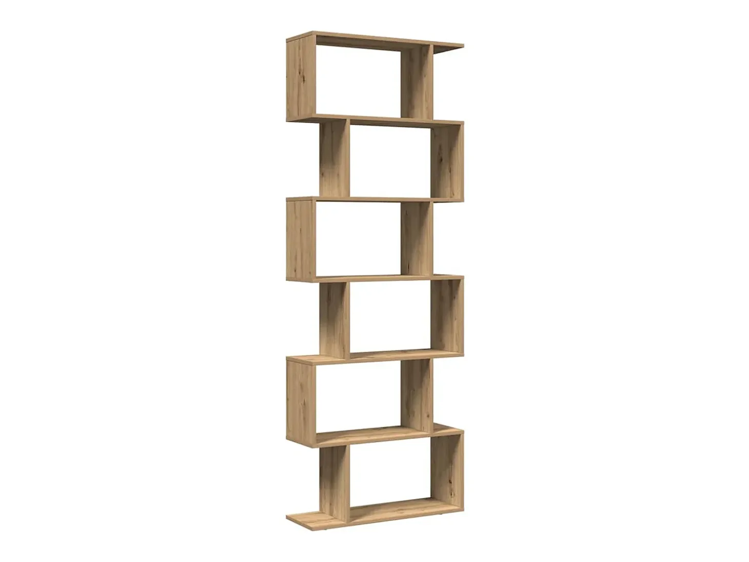 Librería divisora 6 niveles madera roble artisan 70x24x193 cm