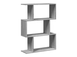 Librería divisora 3 niveles madera gris Sonoma 70x24x97 cm