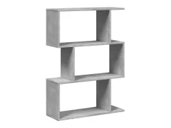 Librería divisora 3 niveles madera gris hormigón 70x24x97 cm