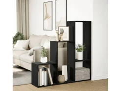 Librería divisora 3 niveles madera negro 123x29x123 cm