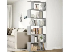 Librería divisora 6 niveles madera gris hormigón 70x24x193 cm