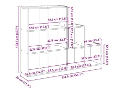 Librería divisora 3 niveles madera Sonoma 137,5x29x103,5 cm
