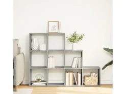 Librería divisora 3 niveles madera gris 137,5x29x103,5 cm