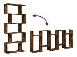 Librería divisora 5 niveles madera roble ahumado 70x24x161 cm