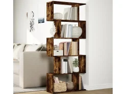 Librería divisora 5 niveles madera roble ahumado 70x24x161 cm