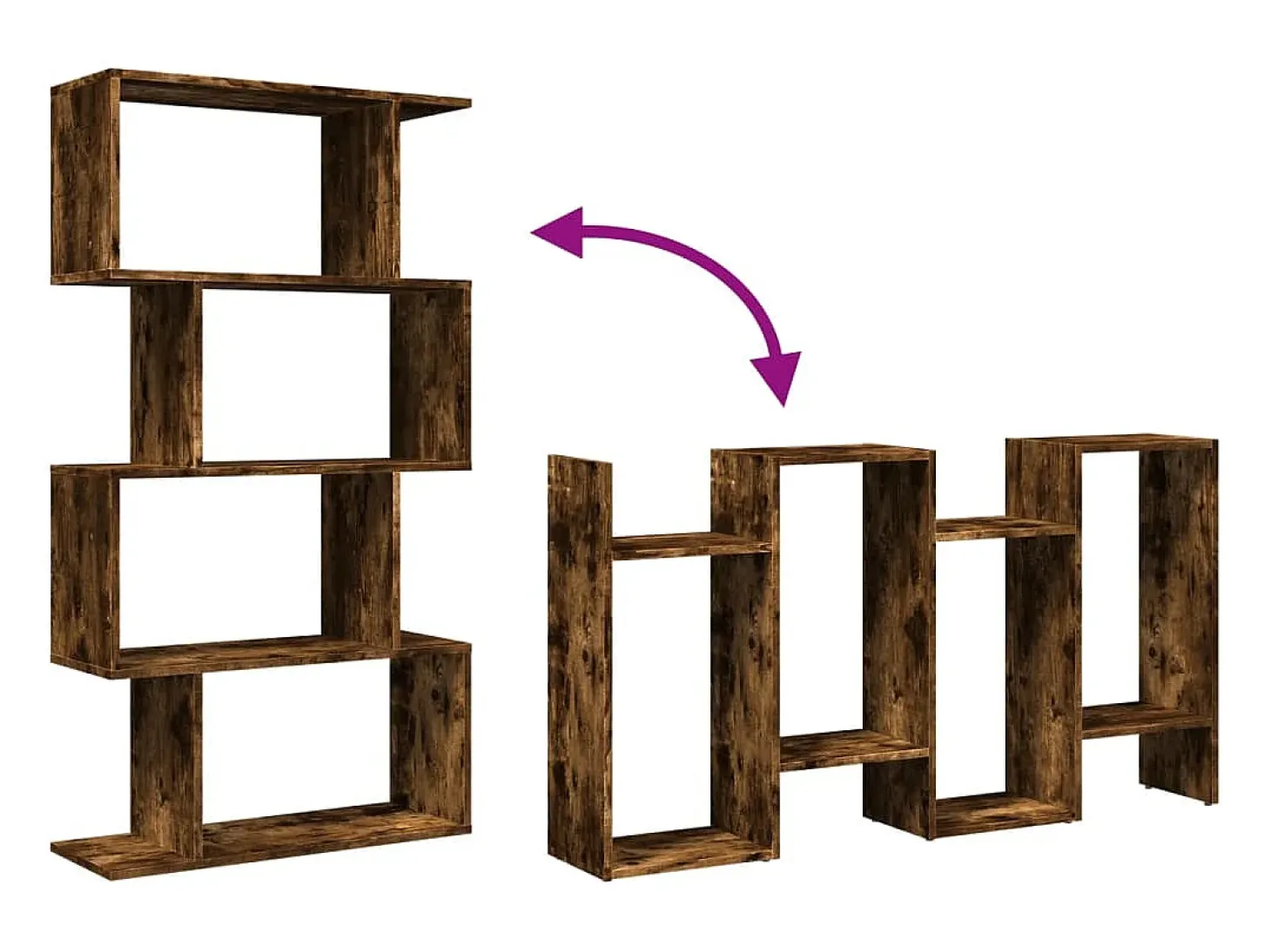 Librería divisora 4 niveles madera roble ahumado 70x24x129 cm