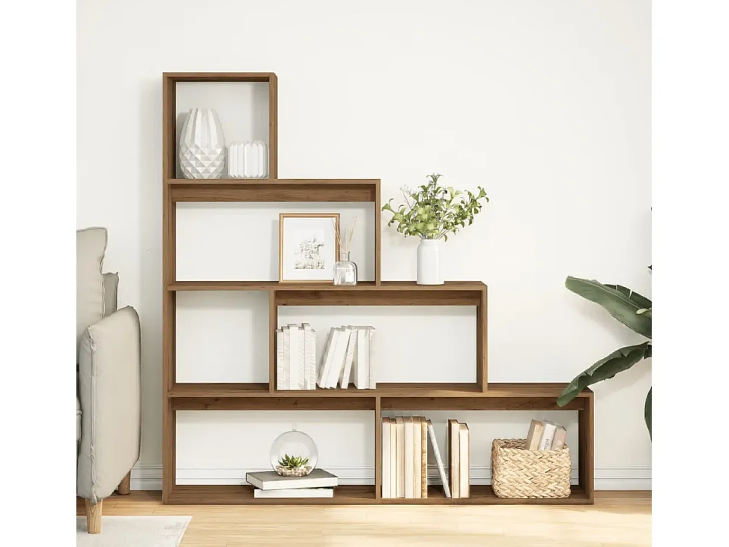 Librería divisora 4 niveles roble artisan 143,5x29x143,5 cm