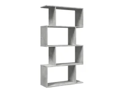 Librería divisora 4 niveles madera gris hormigón 70x24x129 cm