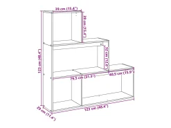 Librería divisora 3 niveles madera blanca 123x29x123 cm