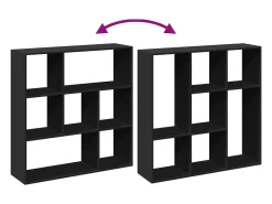 Librería divisora madera de ingeniería negra 102x29x103,5 cm