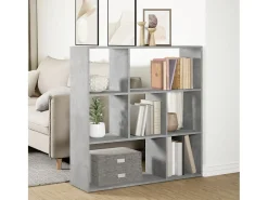 Librería divisora madera gris hormigón 102x29x103,5 cm