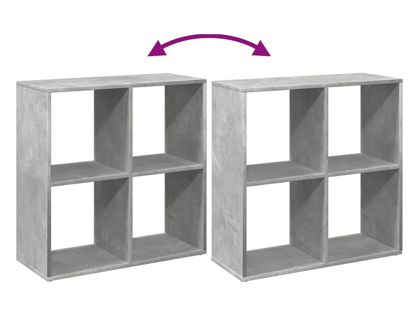 Librería divisora madera gris hormigón 69,5x29x69,5 cm