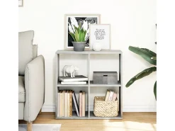 Librería divisora madera gris hormigón 69,5x29x69,5 cm